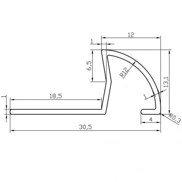 12MM QUADRANT TILE EDGING SILVER